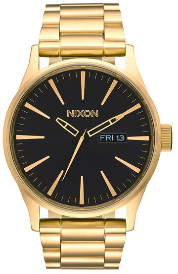 Nixon Sentry Black Dial Gold Steel Strap Watch for Men - A356-510