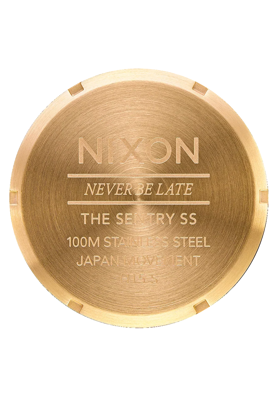 Nixon Sentry Black Dial Gold Steel Strap Watch for Men - A356-510