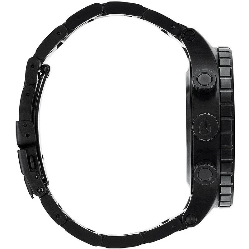 Nixon 48-20 Chrono Black Dial Black Steel Strap Watch for Men - A486-1320