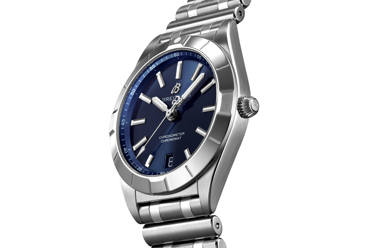 Breitling Chronomat 32 Blue Dial Silver Steel Strap Watch for Women - A77310101C1A1