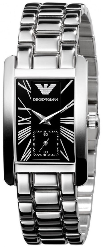 Emporio Armani Classic Black Dial Silver Stainless Steel Watch For Women - AR0157