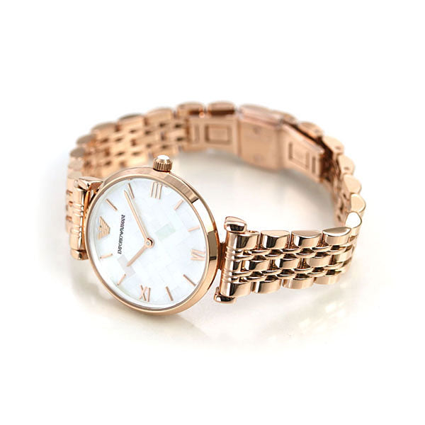 Emporio Armani Mother of Pearl Dial Rose Gold Steel Strap Watch For Women - AR11110