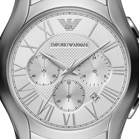 Emporio Armani Velente Chronograph Quartz Silver Dial Silver Steel Strap Watch For Men - AR1702