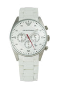 Emporio Armani Sport Chronograph White Dial White Silicone Strap Watch For Men - AR5859