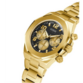 Guess Empire Quartz Black Dial Gold Steel Strap Watch For Men - GW0489G2