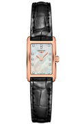 Longines Dolcevita Diamonds Mother of Pearl White Dial Black Leather Strap Watch for Women - L5.258.8.87.0