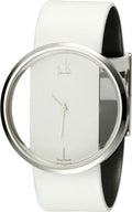 Calvin Klein Glam Transparent Dial White Leather Strap Watch for Women - K9423101