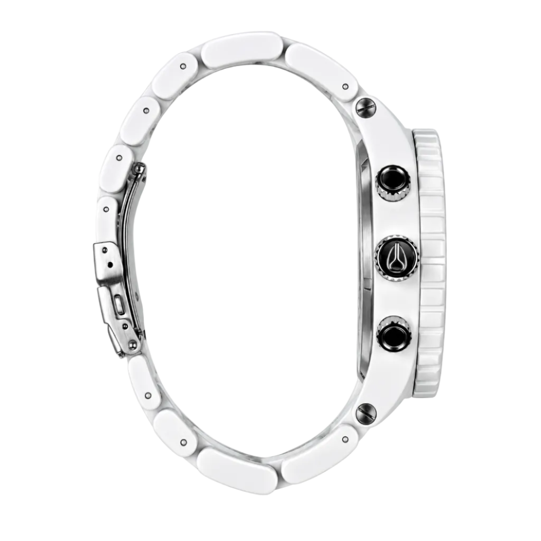 Nixon 51-30 Chronograph White Dial White Steel Strap Watch for Men - A083-1255
