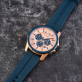 Armani Exchange Hampton Chronograph Rose Gold Dial Blue Silicone Strap Watch For Men - AX1730