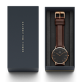 Daniel Wellington Bristol Black Dial Brown Leather Strap Watch For Men - DW00100125