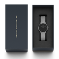 Daniel Wellington Classic Petite Sterling Black Dial Silver Mesh Bracelet Watch For Women - DW00100162