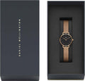 Daniel Wellington Petite Pressed Melrose Black Dial Rose Gold Mesh Strap Watch For Women - DW00100440