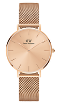 Daniel Wellington Petite Rose Gold Dial Rose Gold Mesh Strap Watch For Women - DW00100472