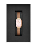 Daniel Wellington Quadro Pressed Melrose Pink Dial Pink Mesh Bracelet Watch For Women - DW00100510