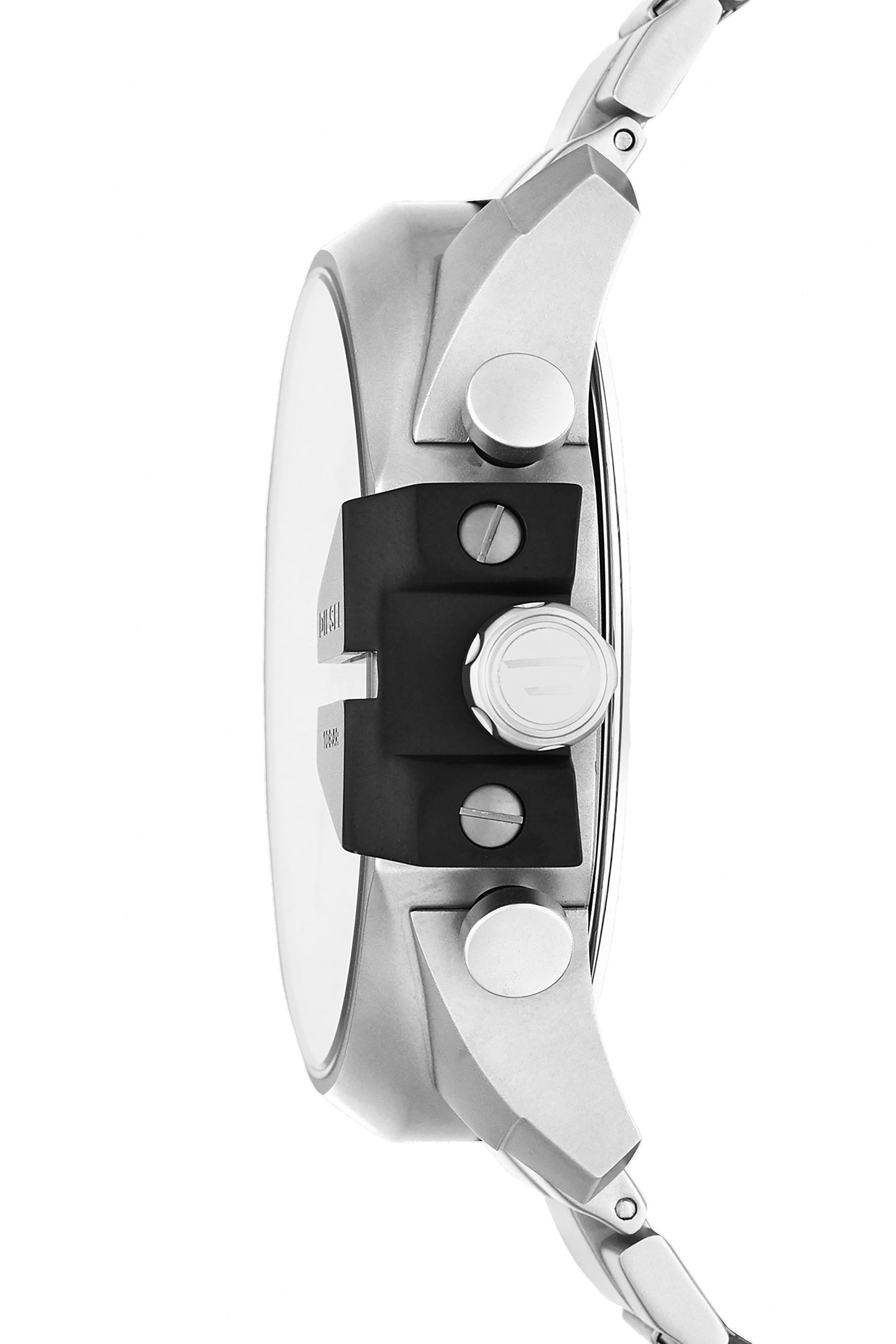 Diesel Mega Chief Chronograph Silver Dial Silver Steel Strap Watch For Men - DZ4501