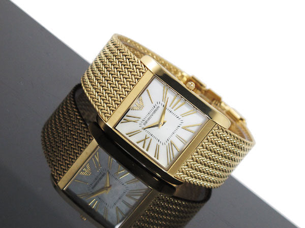 Emporio Armani Mother of Pearl Dial Gold Mesh Bracelet Watch For Men - AR2016