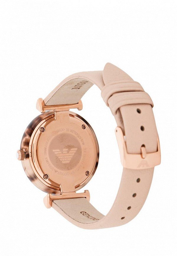 Emporio Armani Mother of Pearl Dial Beige Leather Strap Watch For Women - AR11004