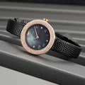 Emporio Armani Aviator Crystals Mother of Pearl Black Dial Black Silicon Strap Watch For Women - AR11373
