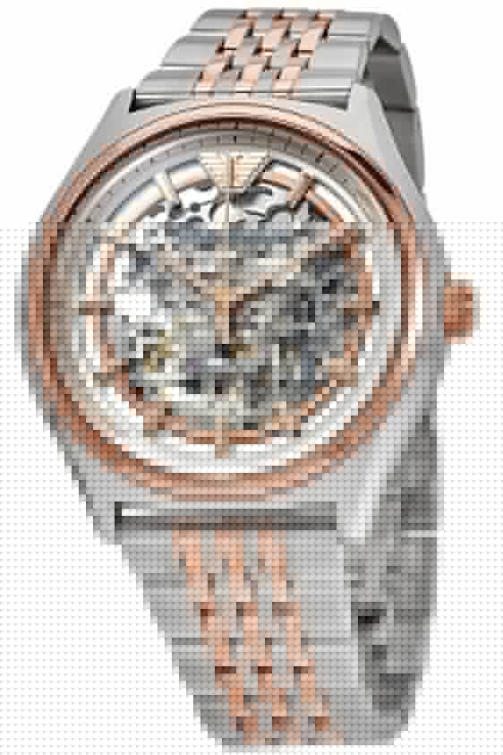Emporio Armani Meccanico White Dial Two Tone Stainless Steel Watch For Men - AR60002