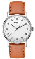 Tissot T Classic Everytime Large White Dial Brown Leather Strap Watch For Men - T109.610.16.037.00
