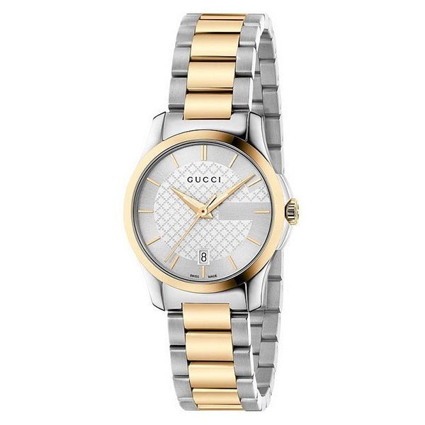 Gucci G Timeless Silver Dial Two Tone Steel Strap Watch For Women - YA126563
