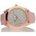 Guess Wonderlust Beige Dial Pink Leather Strap Watch for Women - W1065L1