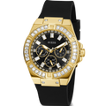 Guess Venus Diamonds Black Dial Black Rubber Strap Watch for Women - GW0118L1