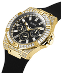 Guess Zeus Chronograph Diamonds Black Dial Black Silicone Strap Watch For Men - GW0208G2