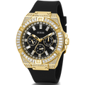 Guess Zeus Chronograph Diamonds Black Dial Black Silicone Strap Watch For Men - GW0208G2