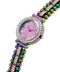 Guess Intricate Iridescent Crystals Purple Dial Purple Steel Strap Watch for Women - GW0401L4