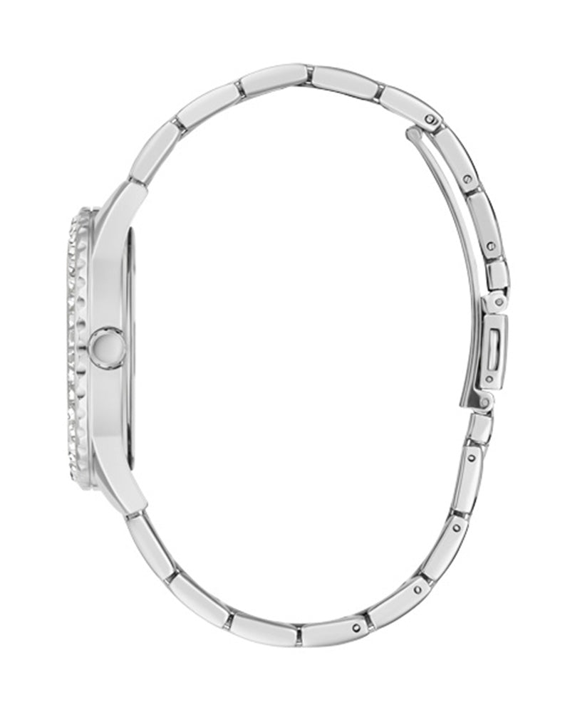 Guess Glitter Burst Diamonds Blue Dial Silver Steel Strap Watch for Women - GW0405L1