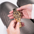 Guess Queen Quartz Gold Dial Gold Steel Strap Watch For Women - GW0464L2