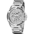 Guess King Quartz Silver Dial Silver Steel Strap Watch For Men - GW0497G1