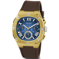 Guess Headline Chronograph Blue Dial Brown Silicone Strap Watch For Men - GW0571G5