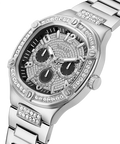 Guess Duke Glitz Black Dial Silver Steel Strap Watch For Men - GW0576G1