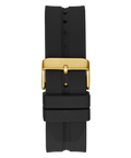 Guess King Quartz Crystals Gold Dial Black Silicone Strap Watch For Men - GW0537G2