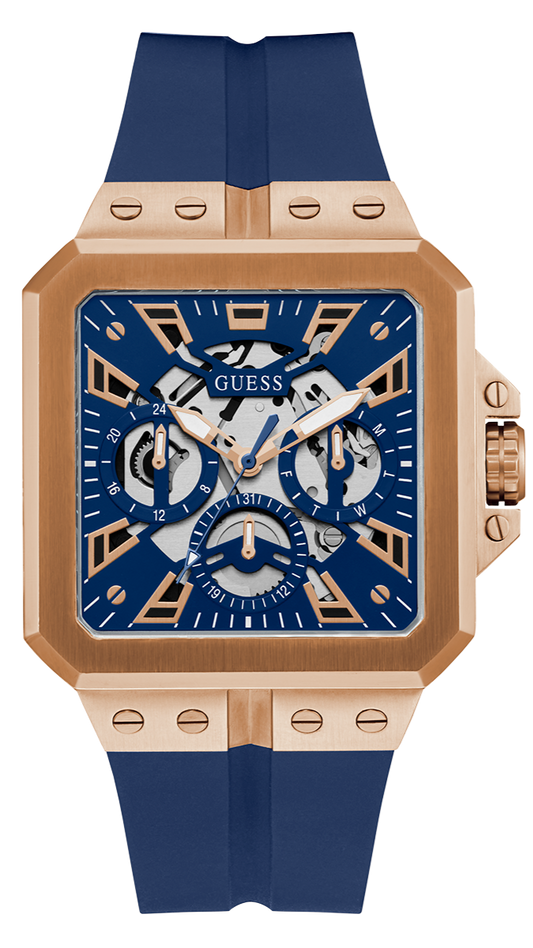 Guess Leo Chronograph Blue Dial Blue Silicone Strap Watch For Men - GW0637G3