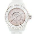 Chanel J12 Quartz Diamonds Pink Dial White Steel Strap Watch for Women - J12 H5513