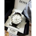 Hugo Boss Aeroliner Chronoraph White Dial Brown Leather Strap Watch For Men - HB1512447
