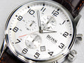 Hugo Boss Aeroliner Chronoraph White Dial Brown Leather Strap Watch For Men - HB1512447