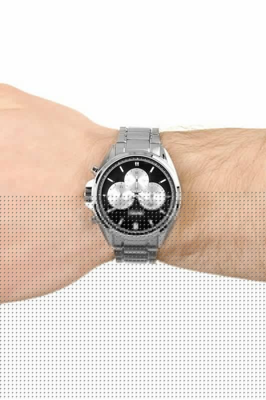 Hugo Boss Driver Black Dial Silver Steel Strap Watch for Men - 1512883