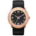 Marc Jacobs Amy Black Dial Black Leather Strap Watch for Women - MBM1225