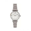 Emporio Armani Gianni T Bar White Marble Dial Silver Steel Strap Watch For Women - AR11170