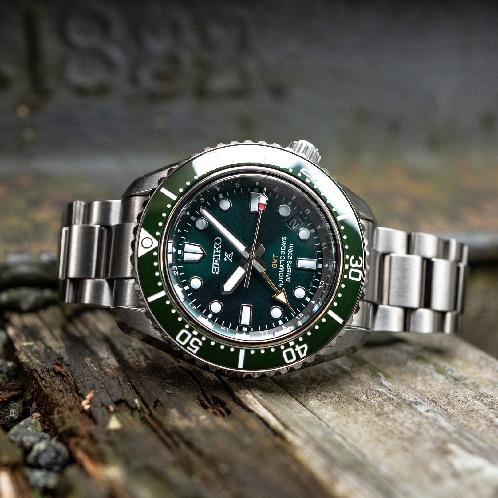 Seiko Prospex GMT Divers Automatic Marine Green Dial Silver Steel Strap Watch For Men - SPB381J1
