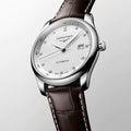 Longines Master Collection Automatic 38.5mm Silver Diamond Dial Brown Leather Strap Watch for Men - L2.755.4.77.3
