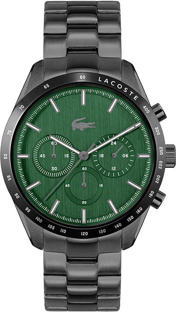 Lacoste Boston Green Dial Black Steel Strap Watch for Men - 2011270