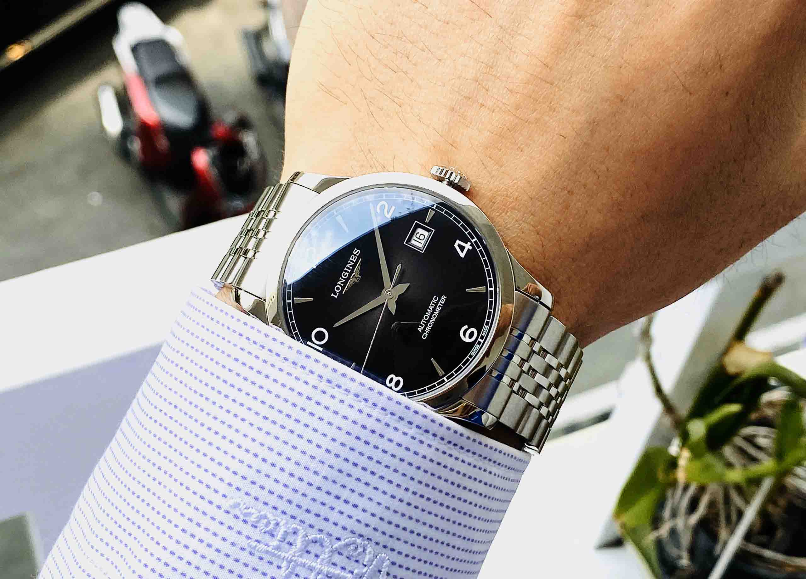 Longines Record Black Dial Automatic Stainless Steel 40mm Watch for Men - L2.821.4.56.6