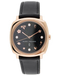 Marc Jacobs Mandy Black Dial Black Leather Strap Watch for Women - MJ1565
