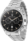 Maserati Tradizione Chronograph Black Dial Silver Steel Strap Watch for Men - R8873646004