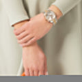 Michael Kors Lexington Chronograph Silver Dial Two Tone Steel Strap Watch for Women - MK5735